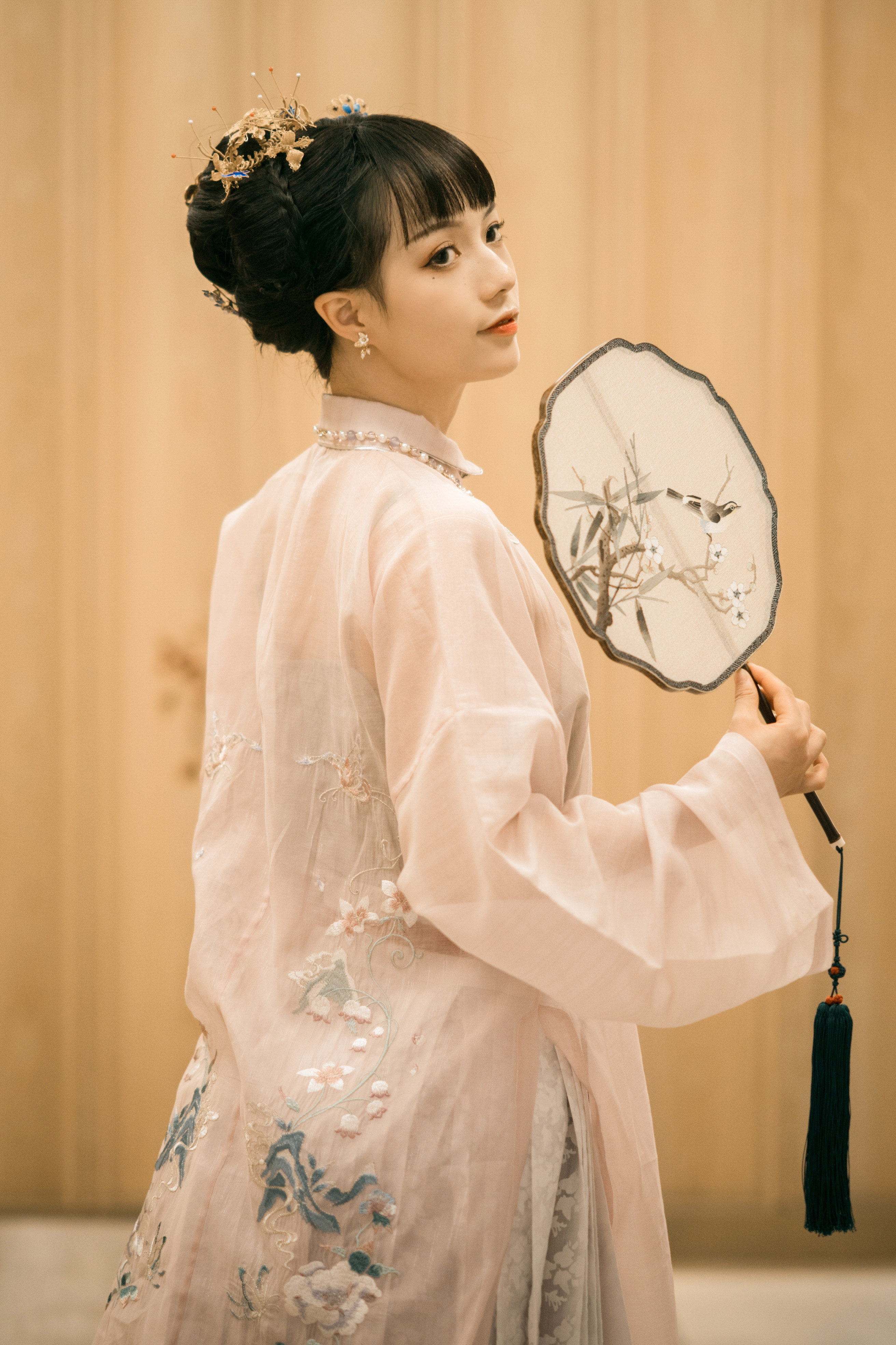 中国风汉服明制马面裙立领对襟披风日常款江城记原创画眉序