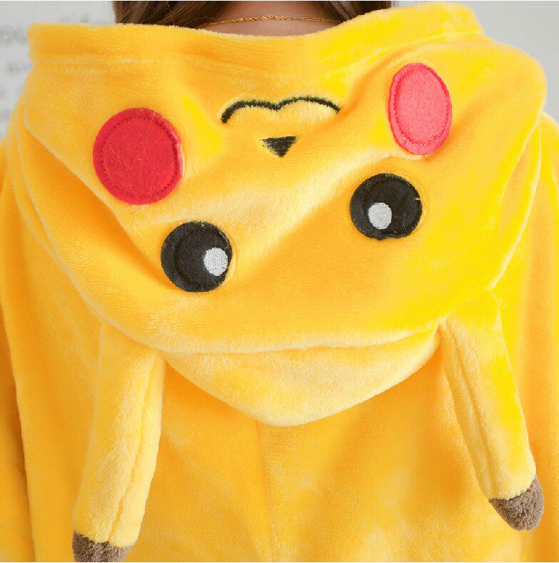 皮卡超/皮卡丘卡通连体睡衣母子装秋冬季法兰绒加厚家居服儿童男