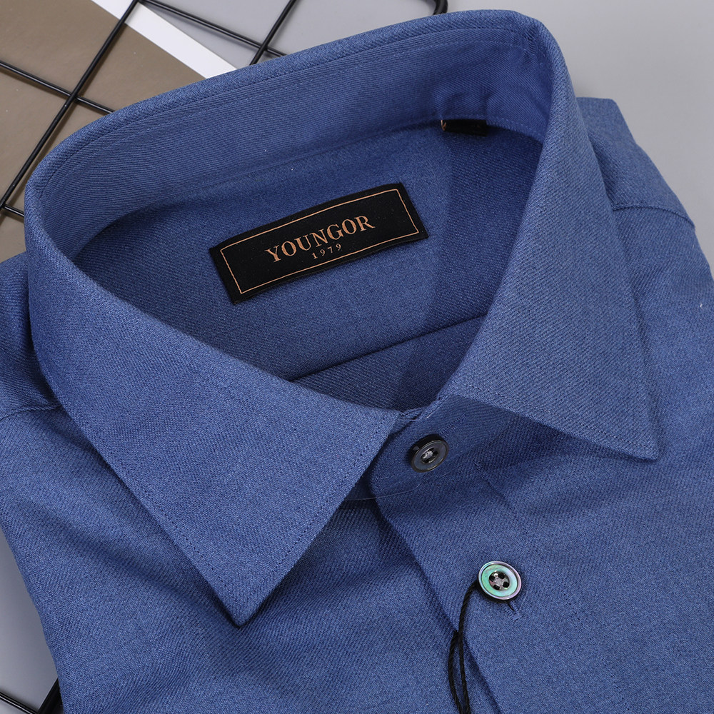 雅戈尔秋冬季绵羊羊绒山羊绒长袖衬衫商务休闲衬衣衬衫