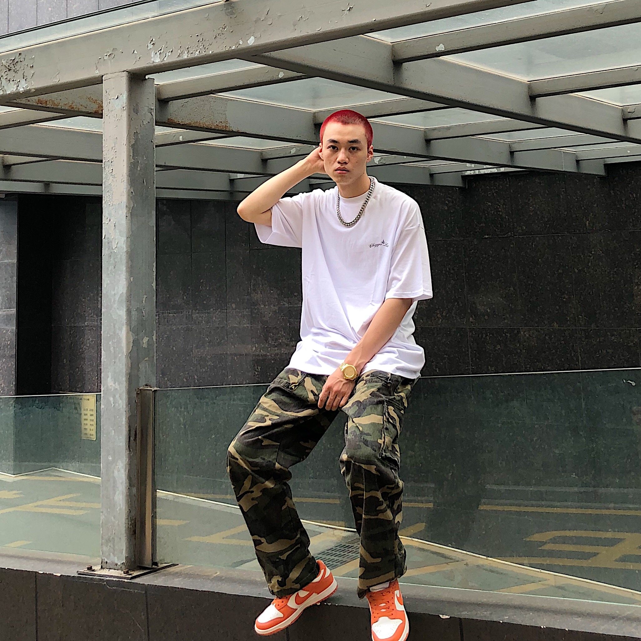 careerism美式侧排扣直筒迷彩工装裤男潮牌黑色多口休闲裤