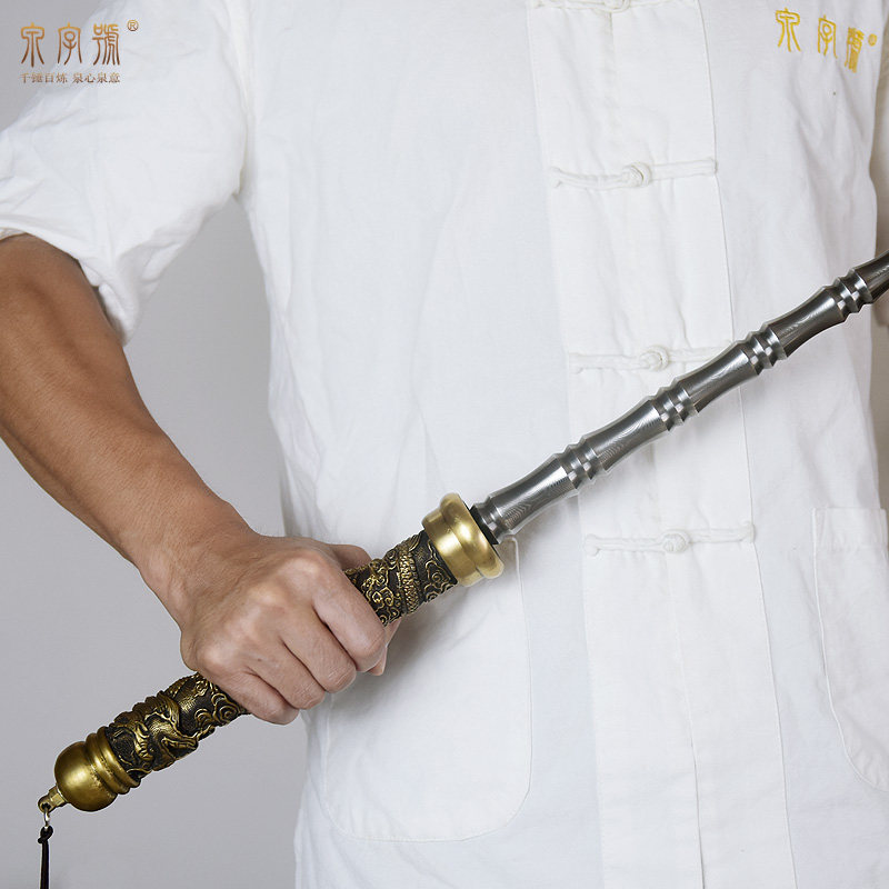 龙神手工花纹钢亢龙锏敬德鞭兵器收藏刀剑