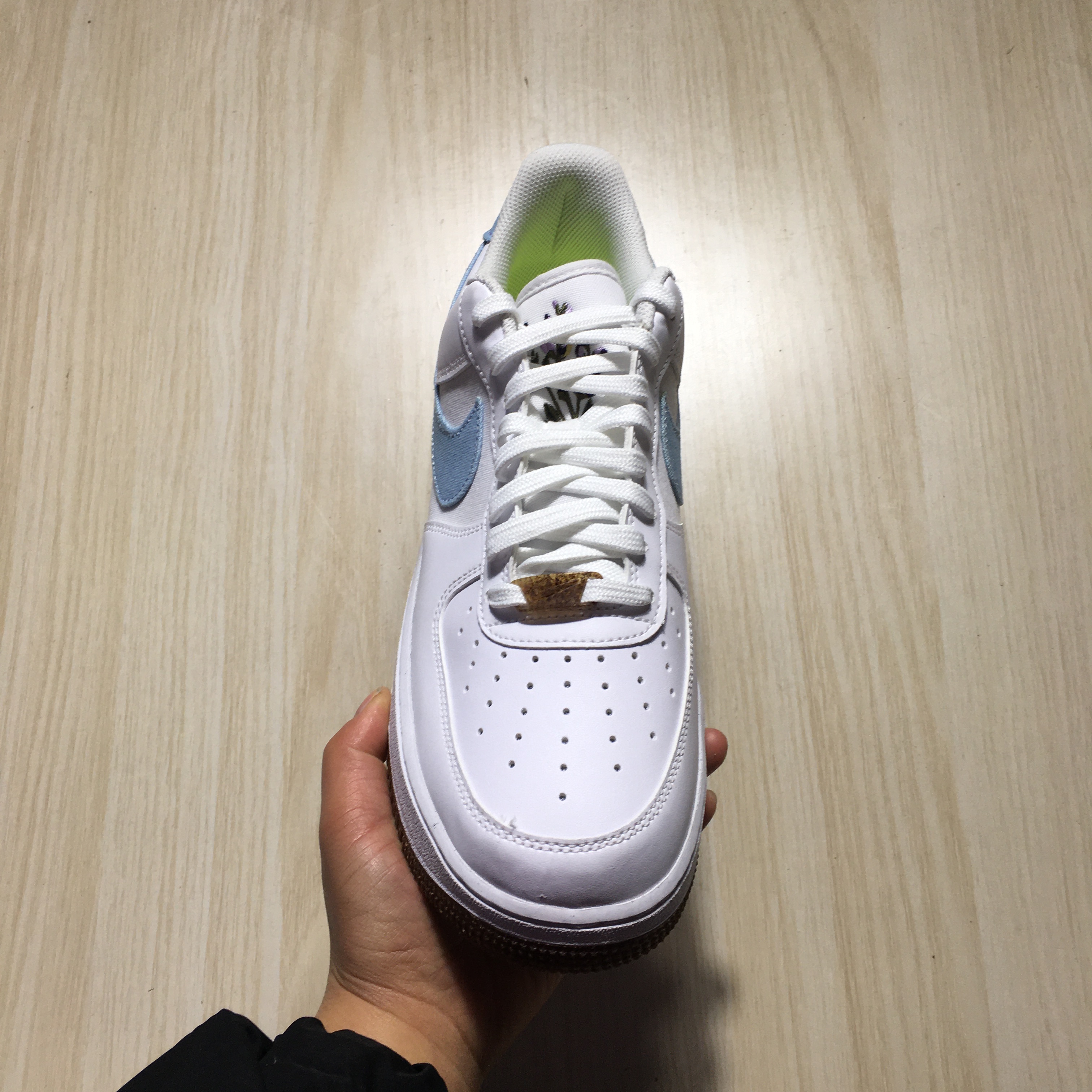 耐克nikeairforce白蓝空军运动花卉刺绣板鞋板鞋