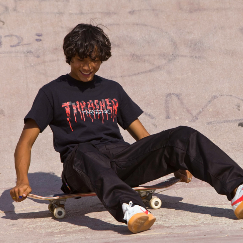 超限限定thrasherblooddrip美版血滴火焰滑板短袖t恤