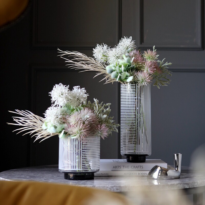 现代简约餐桌花艺摆设装饰茶几插花仿真花样样板房花瓶