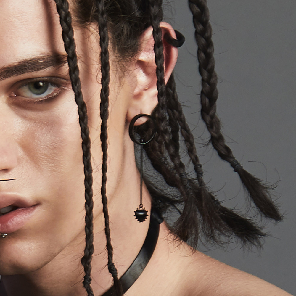 blackhead黑头/设计潮牌"blackheart"圆环尖刺心型吊坠耳环男女