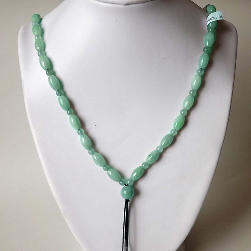 天然a货翡翠玉转运珠路路通圆珠吊坠项链高档挂绳子椭圆形 男女款