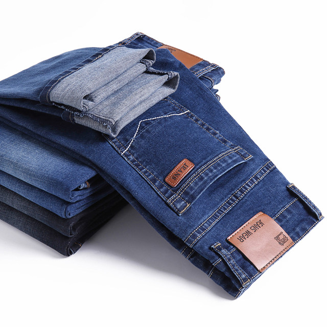 2020 autumn and winter men's jeans straight loose plus velvet thick Korean version of stretch middle-aged business men's long pants 2020 autumn and winter men's jeans straight loose plus velvet thick Korean version of stretch middle-aged business men's long pants