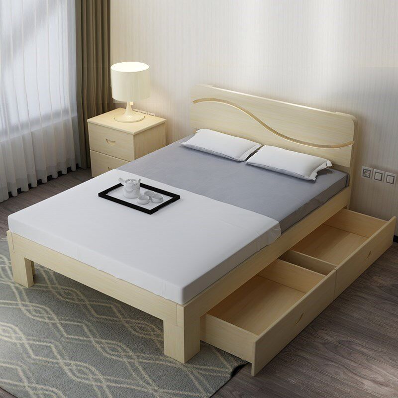 简约18米双人经济型15m成人简易松木实木出租房实木床