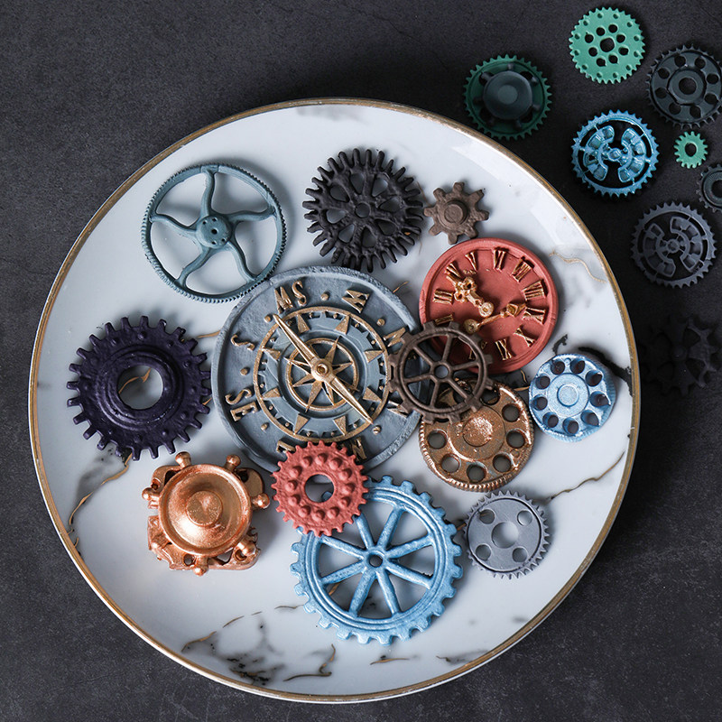 主题字母模具齿轮钟表金属风巧克力翻糖蛋糕硅胶模具朋克风男士