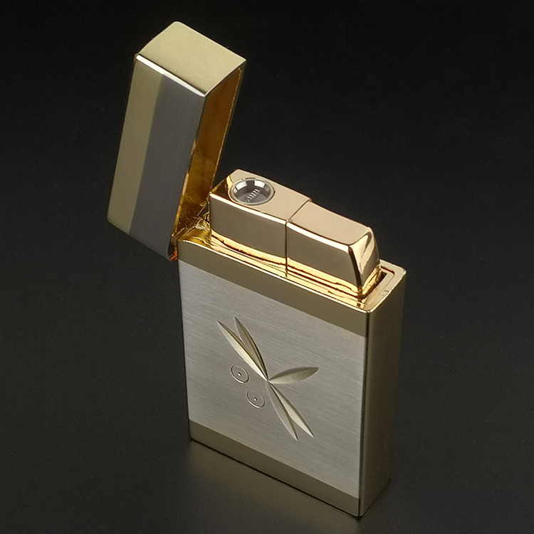 正品tiger虎牌四方精美刻蜻蜓质感好平整男士创意防风充气打火机