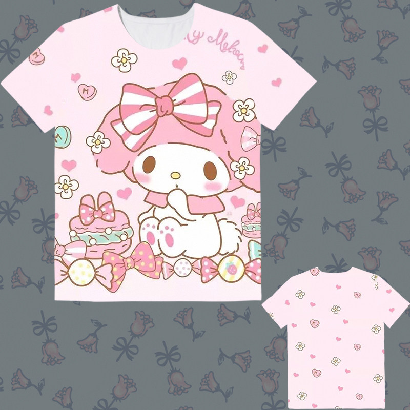 mymelody美乐sanrio可爱可爱兔兔子周边短袖衣服动漫t恤