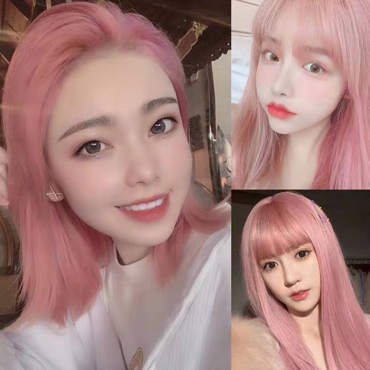 显白渣女粉色植物不伤发染发剂2022网红流行蓝黑彩染