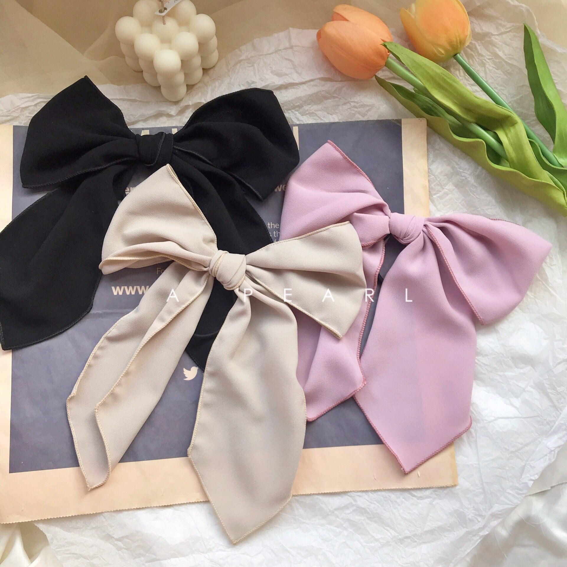 马尾软妹少女可爱发圈飘带结发蝴蝶结蝴蝶ins发饰