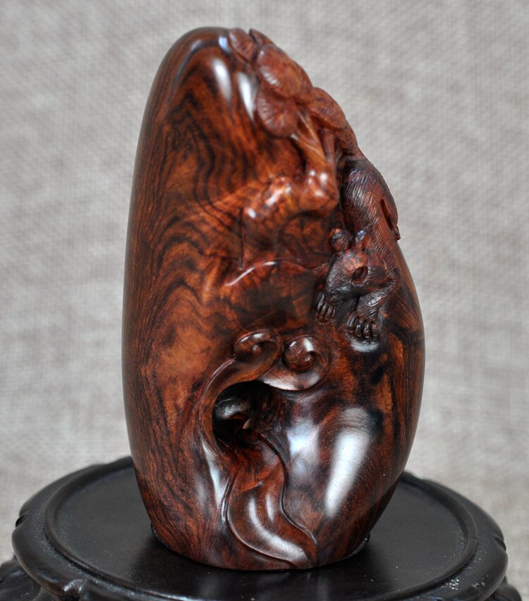 正华海南黄花梨油梨松趣倒流流香摆件博艺木雕