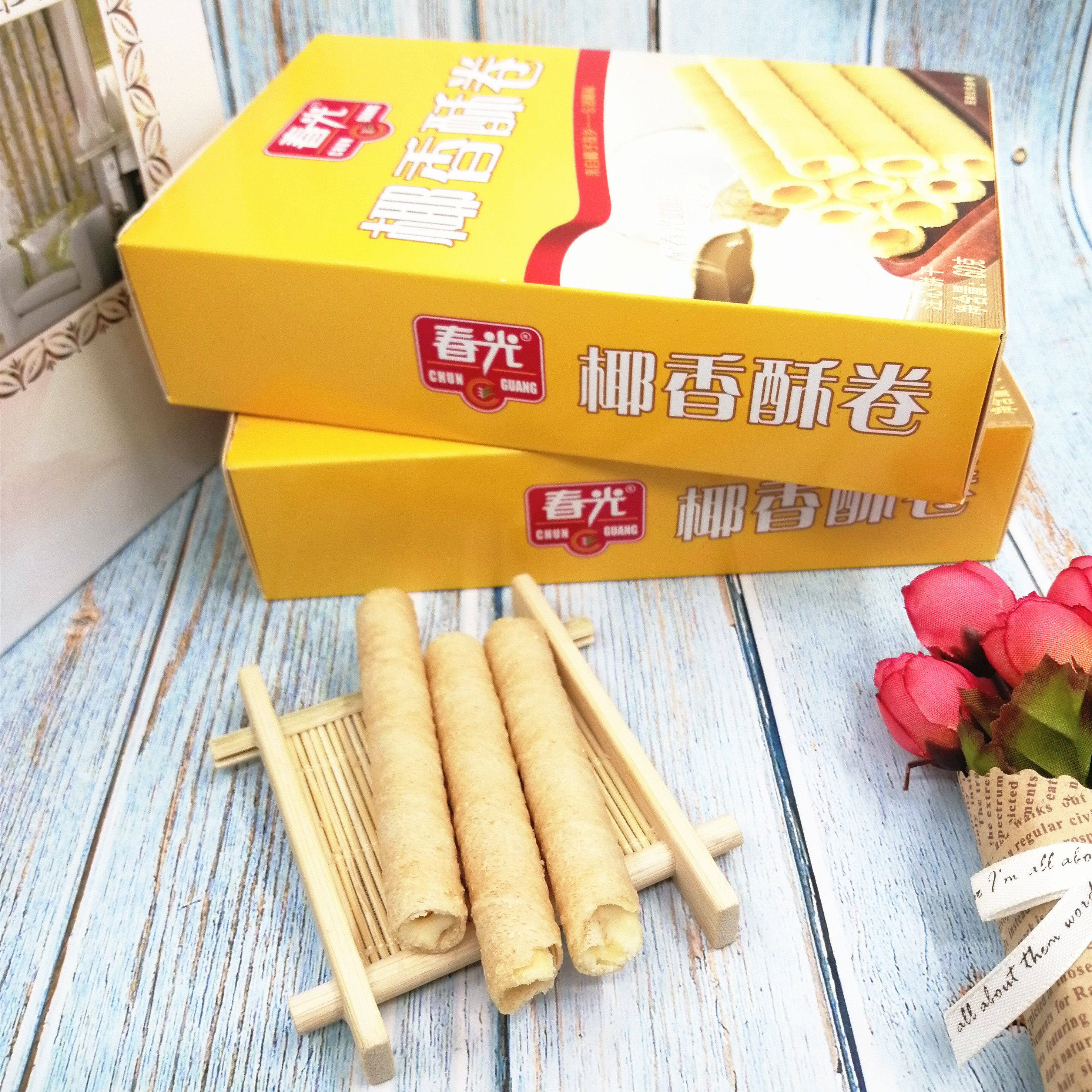 海南特产 春光椰香酥卷60g*5盒 春光食品 休闲零食 椰子味蛋卷