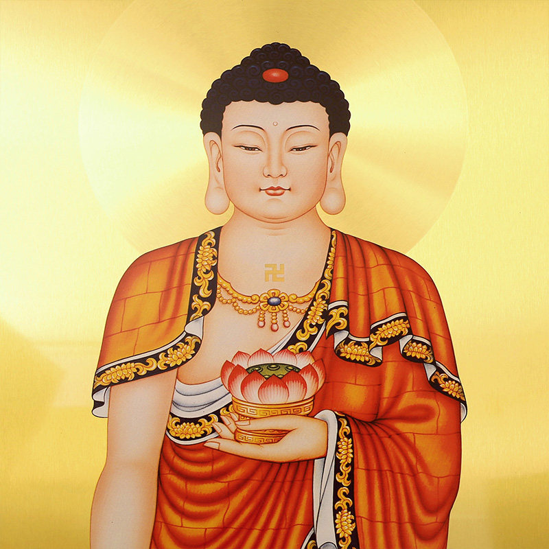 家用纯铜西方三圣画像观音供奉佛画禅意挂画现代装饰画