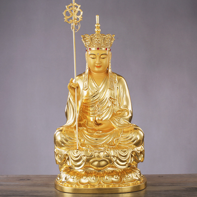 佛像地藏木师傅纯铜金地居家王菩萨菩萨王家用家用摆件