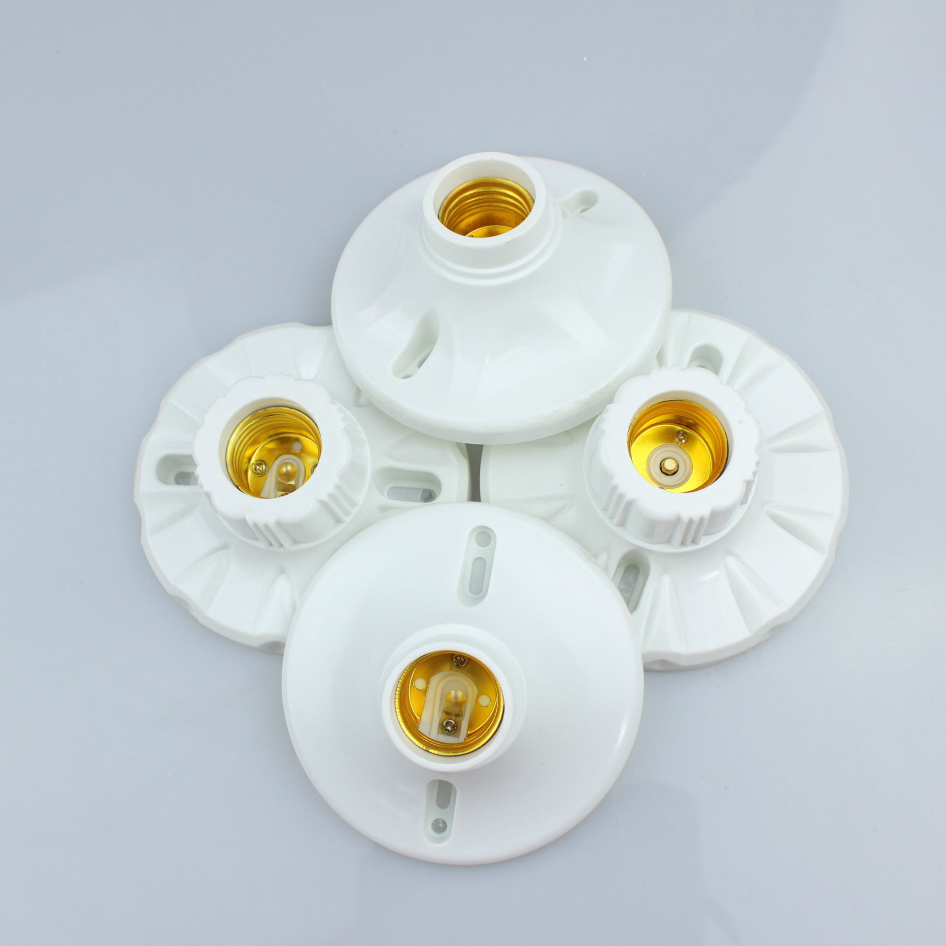 方形圆形吊顶e27螺口螺纹明暗装灯座转换灯头底座开关插头座吸顶