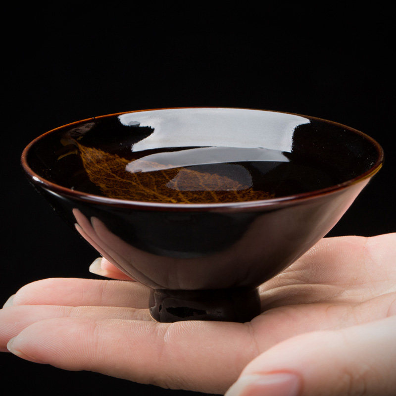 阿特泥木叶杯天目盏功夫茶杯小茶杯单只建盏主人杯景德镇陶瓷单个