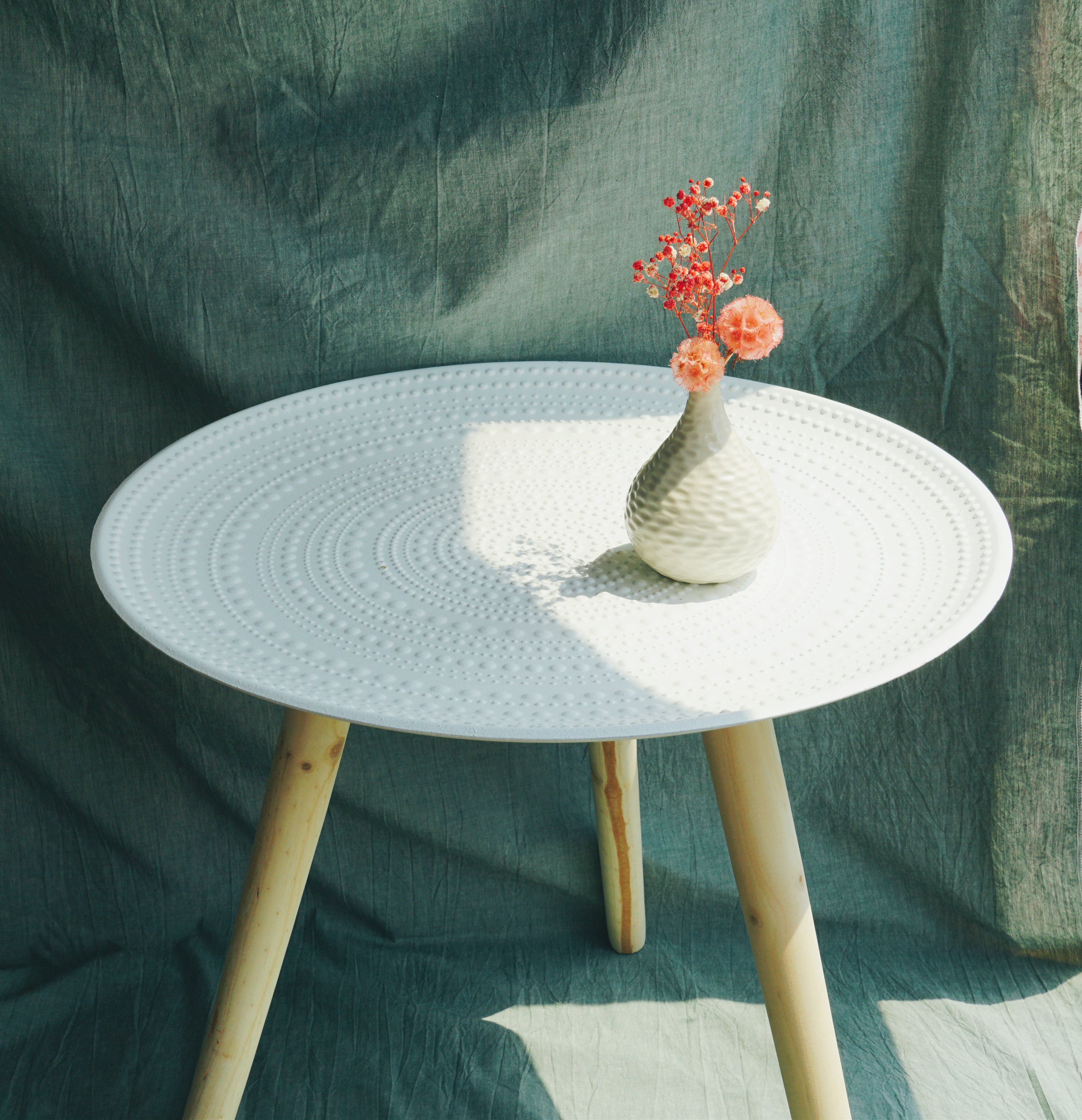 ins北欧风波点民实木复古茶几托盘文艺设计师角几