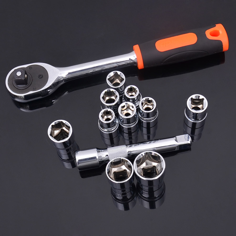 华丰巨箭套筒扳手套装 9.5mm中飞套筒棘轮扳手汽修汽车维修工具