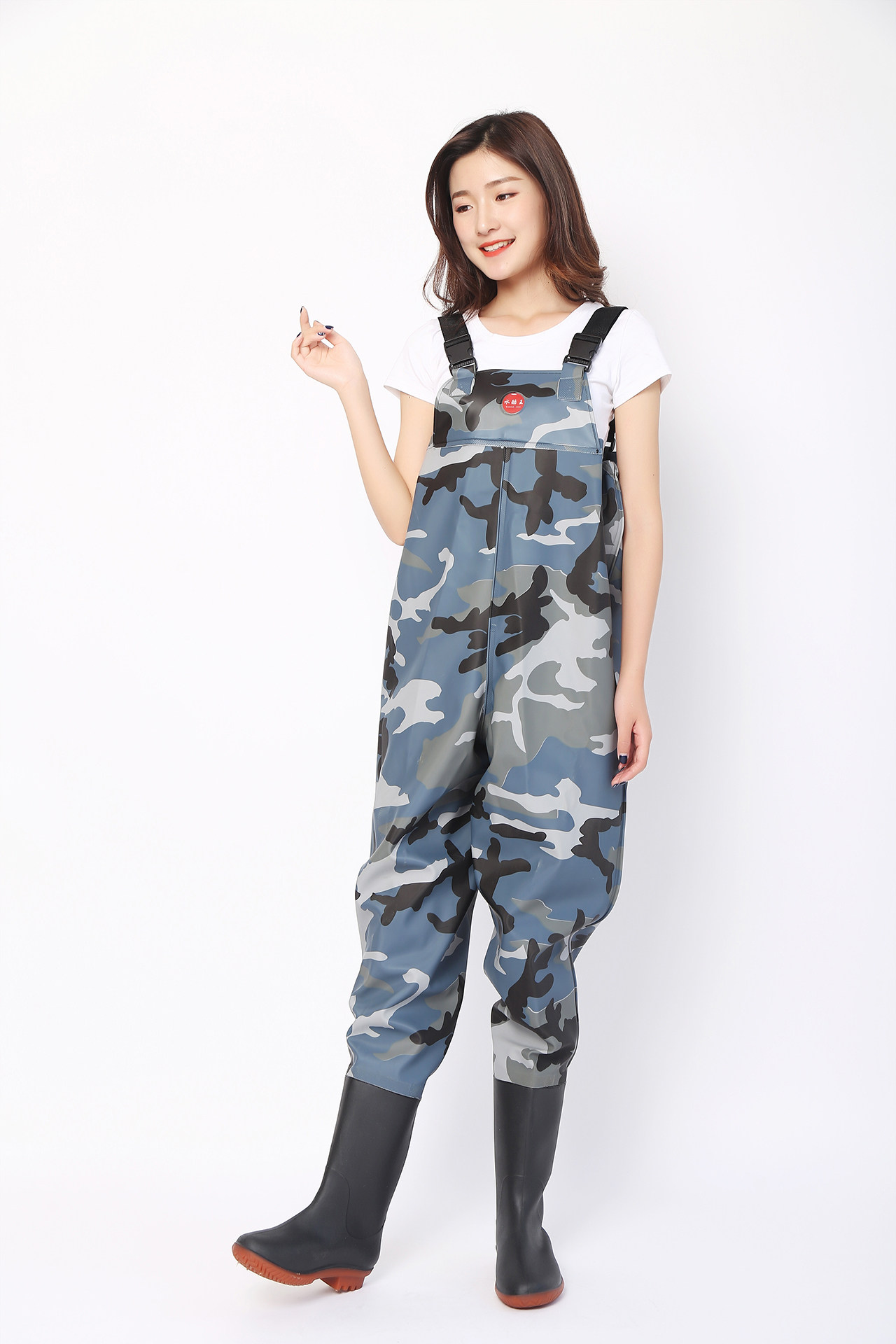 加厚下水裤打鱼齐腰裤半身裤皮叉裤捕鱼雨裤雨鞋钓渔裤洗车裤透气