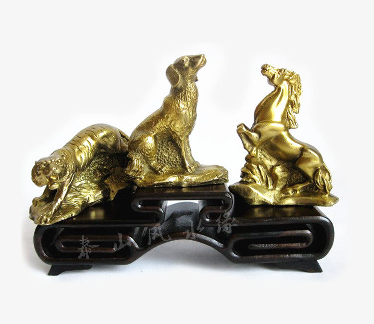 铜虎马狗寅午戌三合生肖摆件礼品吉祥办公室店铺摆件