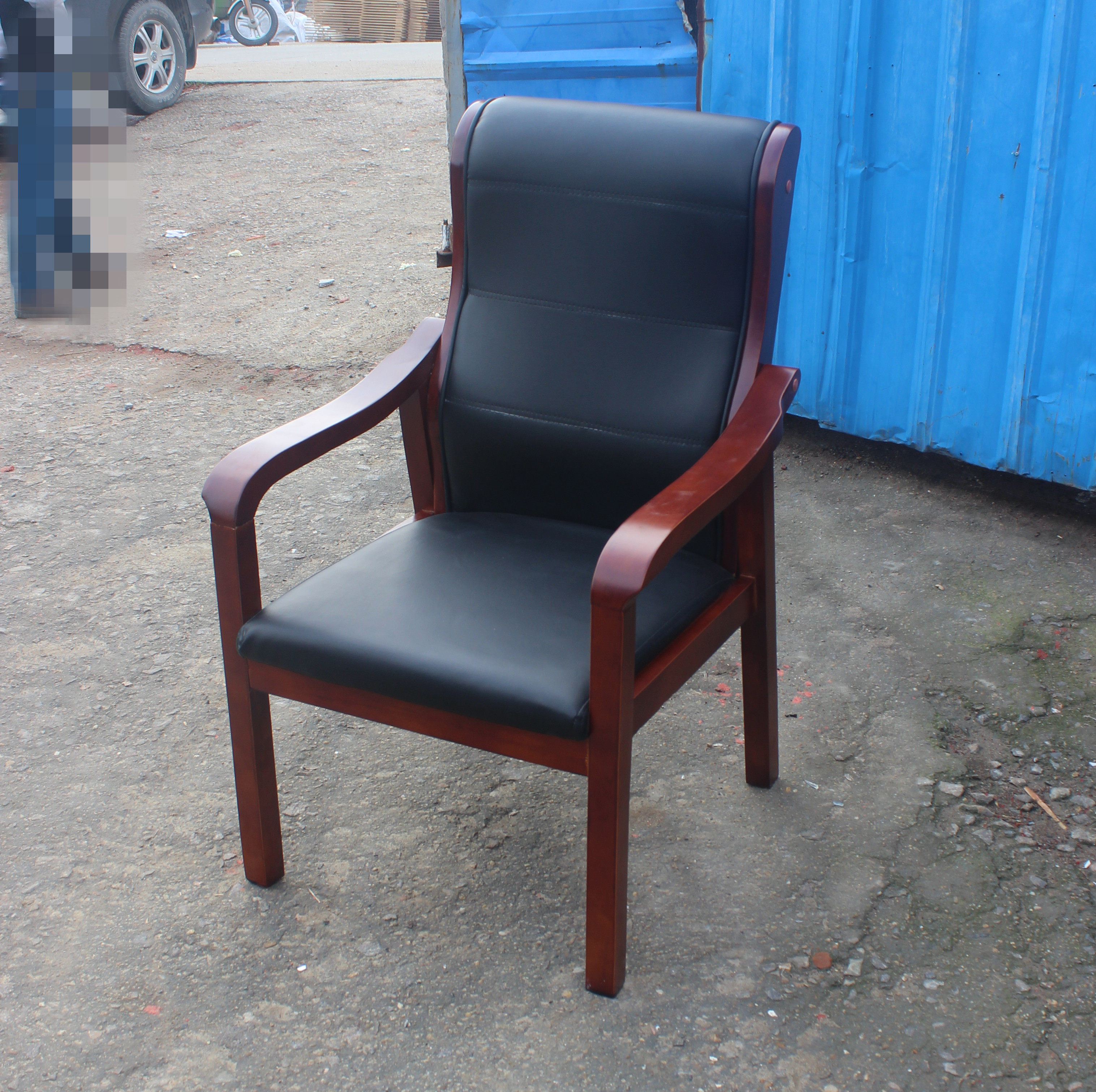 实木会议办公办公椅椅子四脚脚带扶手木椅麻将会议椅