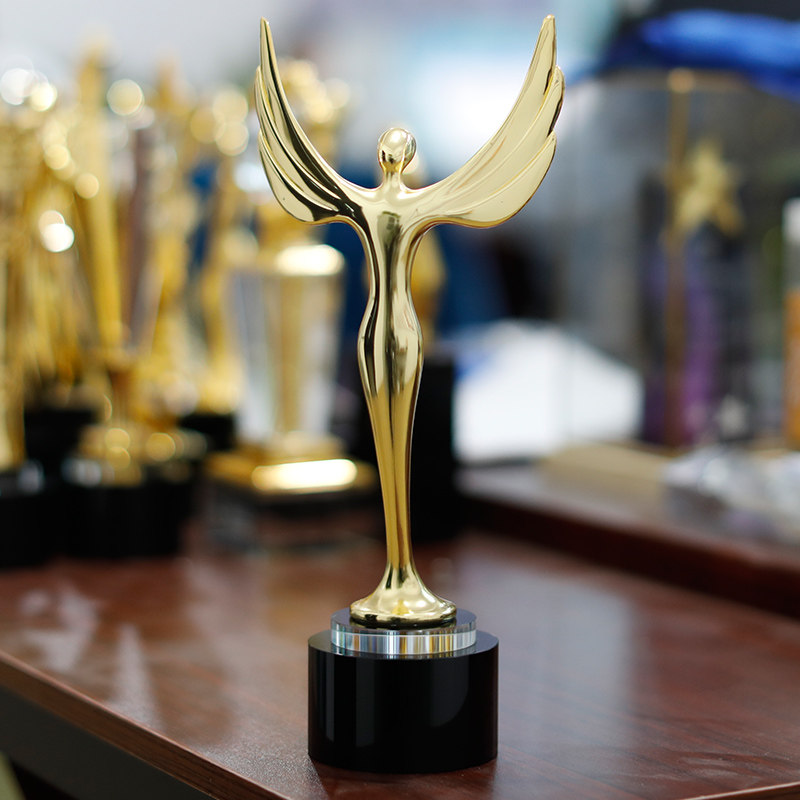 奖杯奥斯卡小金人定制创意高档纯金金属水晶比赛奖杯