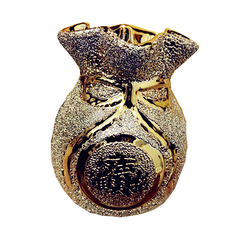 摆件供奉室内财神聚宝盆家用居室钱袋福袋花瓶香薰炉