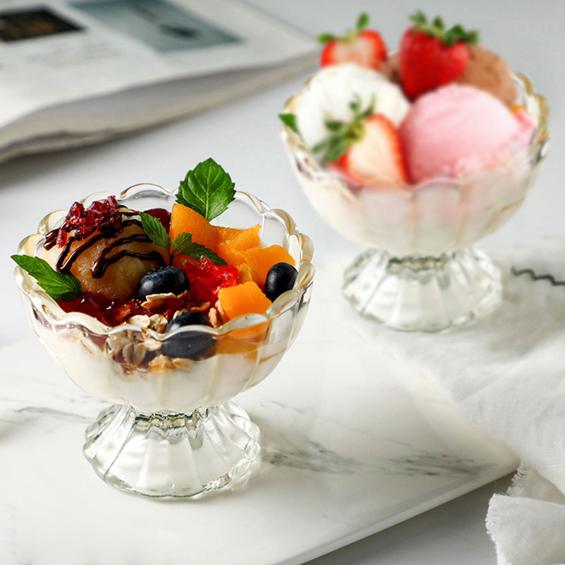 高脚创意冰淇淋杯玻璃杯子甜品水果冰激凌酸奶雪糕冷饮奶昔果汁杯