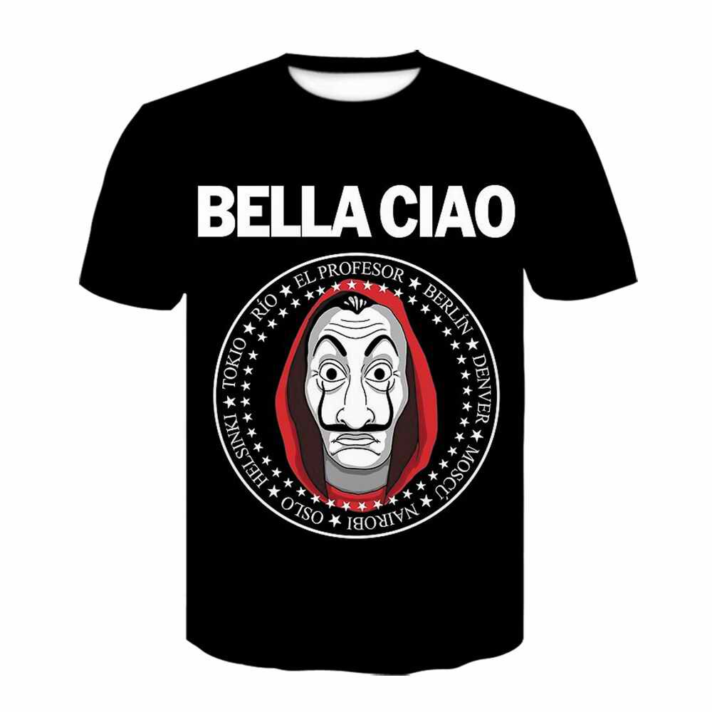 西班牙电视剧lacasadepapel纸钞印花教授短袖t恤