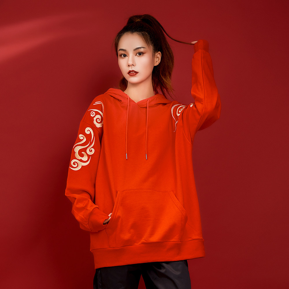 surmer中国国风国潮原创潮牌嘻哈新年连帽刺绣卫衣