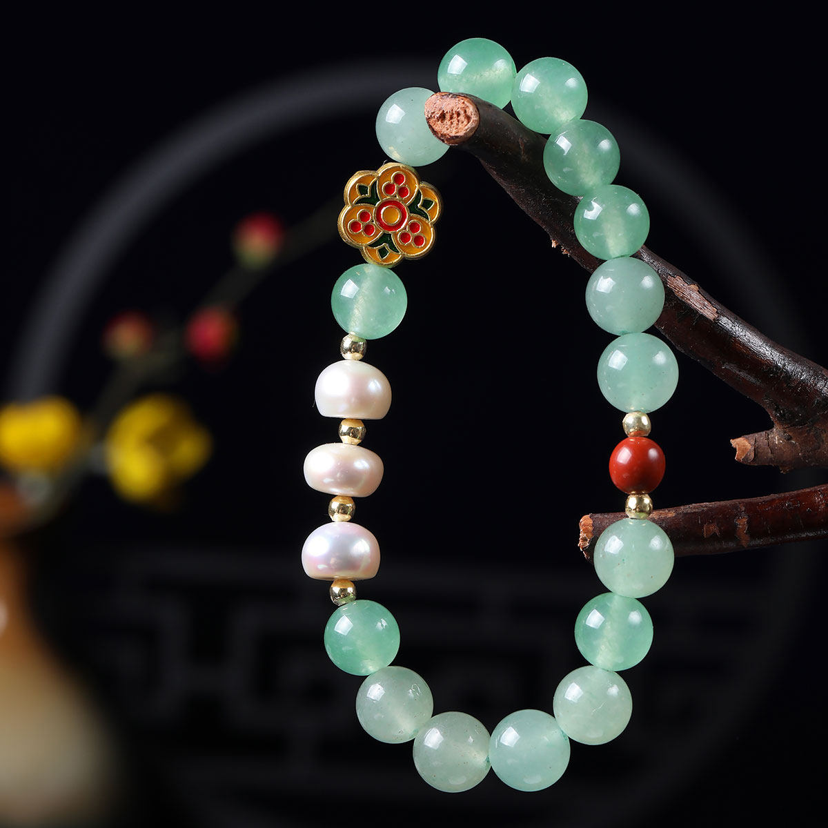 民族风手链女士复古东陵玉珍珍珠手串简约网红手链