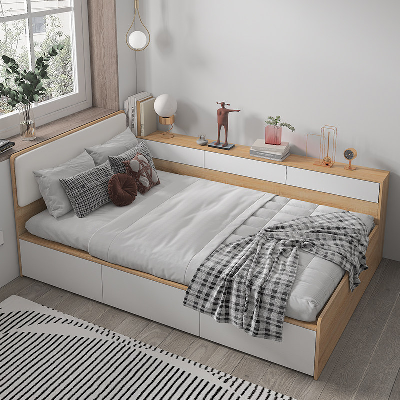 定制榻榻米床带侧边柜子抽屉软包储物床收纳小户型现代简约单人床