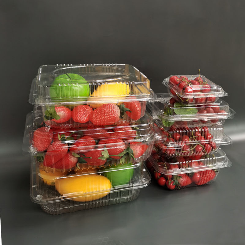 一次性果蔬盒带塑料水果草莓打包长方形保鲜高档一次性餐盒