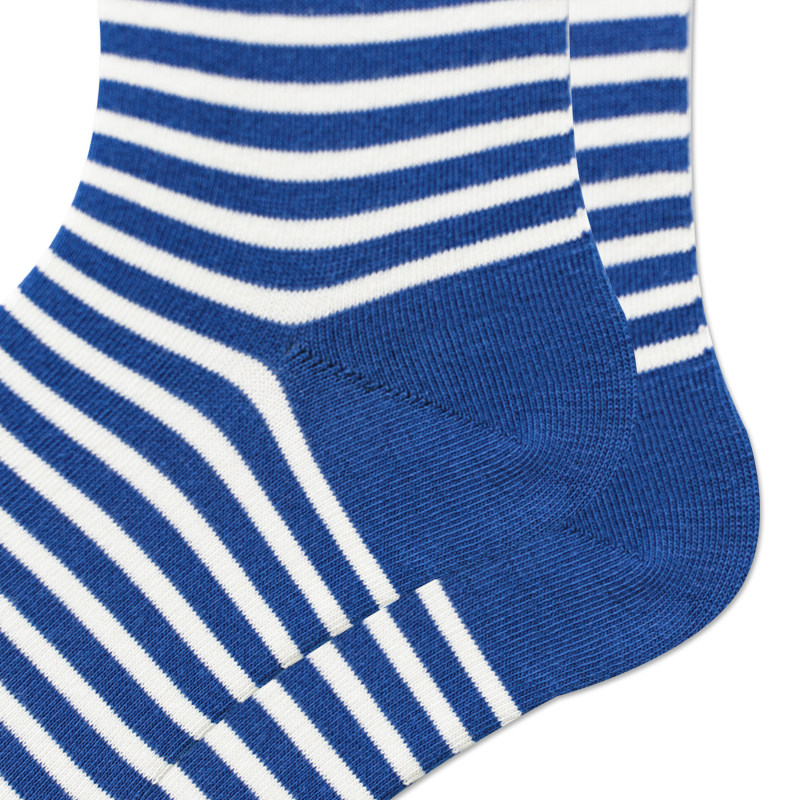 蓝色袜海军风条纹袜子女日系女士中筒筒袜运动中筒袜