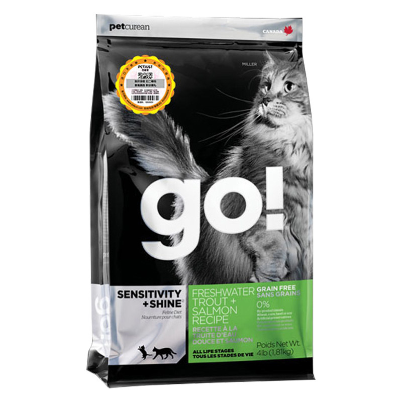 加拿大go猫粮8磅抗敏美毛系列无谷三种鱼天然粮进口成幼猫全猫粮-mc母
