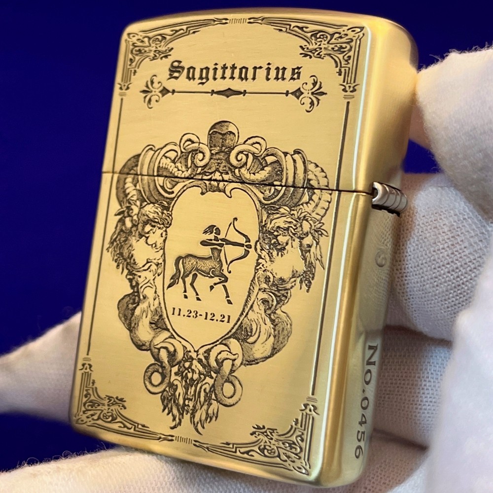 正版zippo打火机千语大师十二星座射手座纯铜盔甲男士zippo