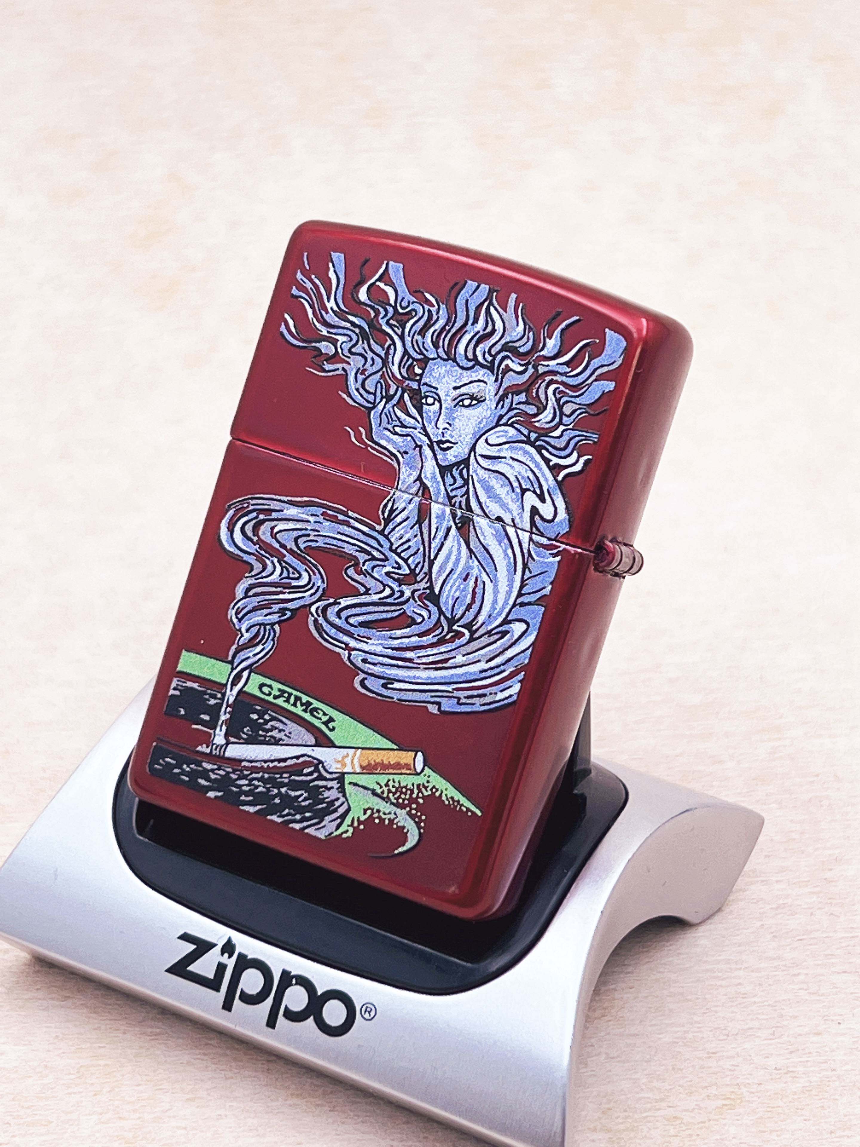 骆驼正品zippo打火机红妖女郎19年双面热转印高端zippo