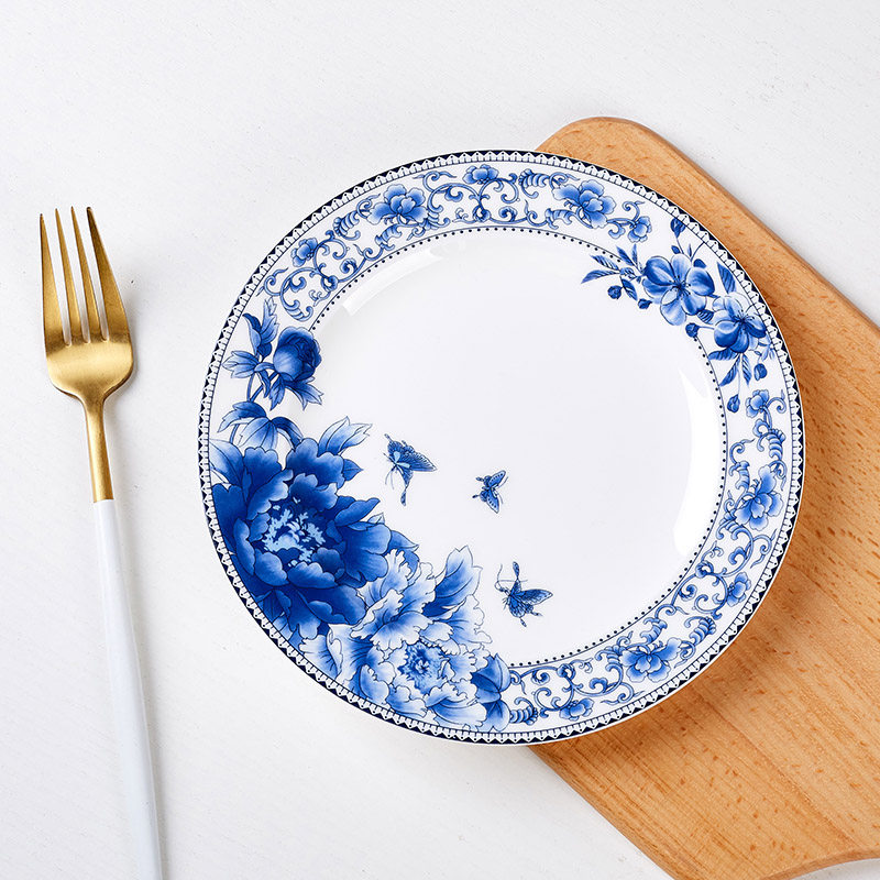 景德镇陶瓷盘子7英寸碟子盘子骨碟创意菜盘浅盘圆形盘餐盘家用
