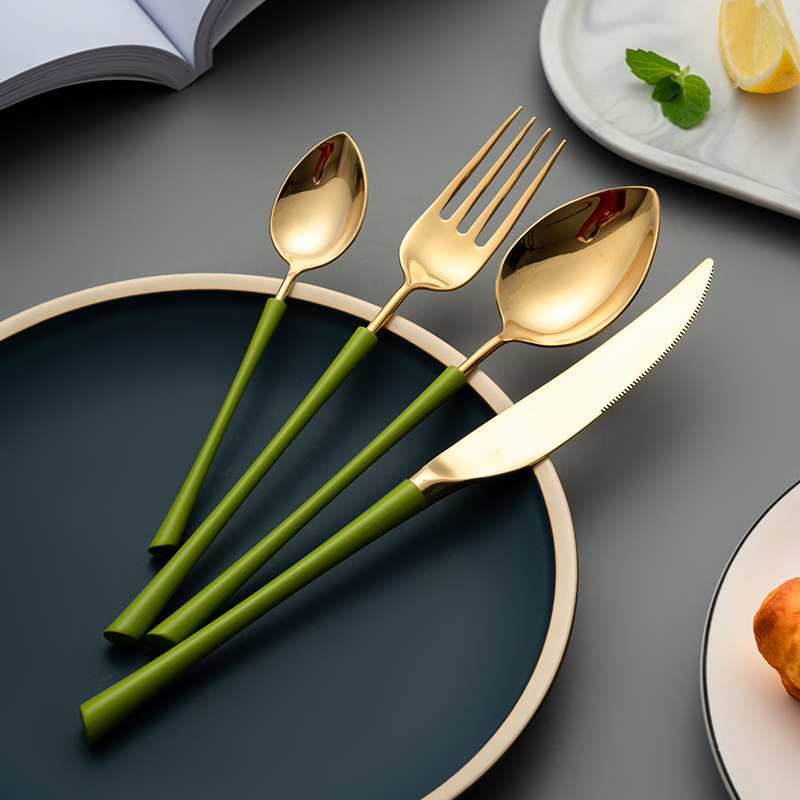 onlycook轻奢西餐餐具套装家用欧式不锈钢刀叉牛排工具勺子三件套