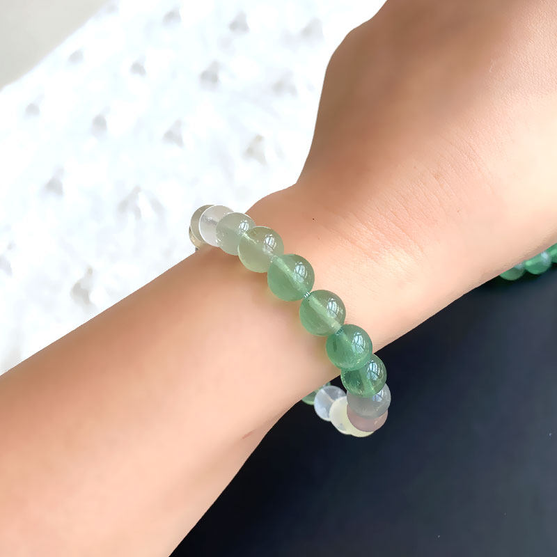 翠艳色带萤石手串羽毛拉丝渐变变色多圈天然手链