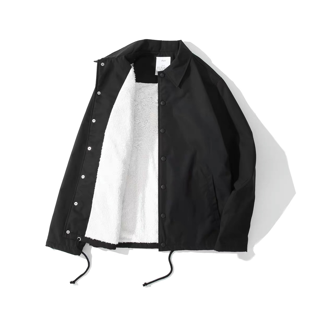 pureピュア加绒加厚教练夹克日本进口面料羊羔绒防风日系棉服外套