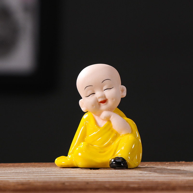 创意精品陶瓷禅意小和尚桌面摆件招财弥勒客厅摆件