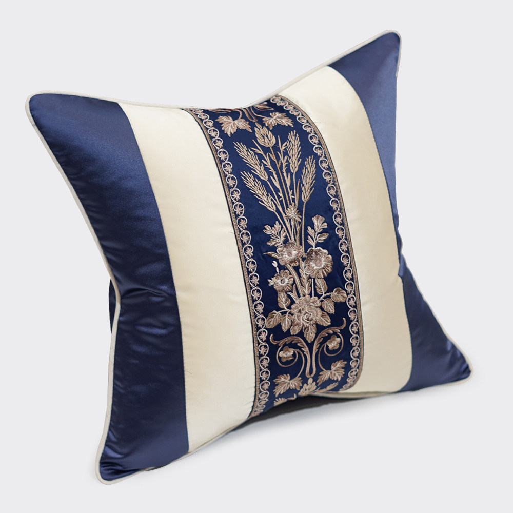 新中式抱枕靠垫 客厅沙发靠垫靠枕2019新款靠垫女王居家布艺蓝白