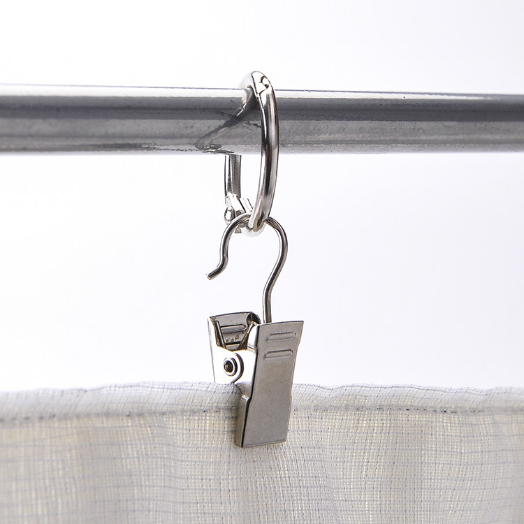 特硬加厚强力不锈钢窗帘夹挂钩开口圈卡片圈浴帘夹金属锯齿小夹子