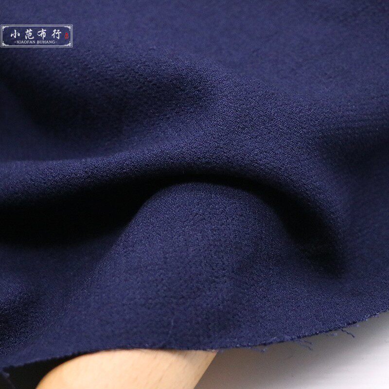 深秋秋冬季厚款深藏青色梭织纯羊羊毛布料毛料海绵垫