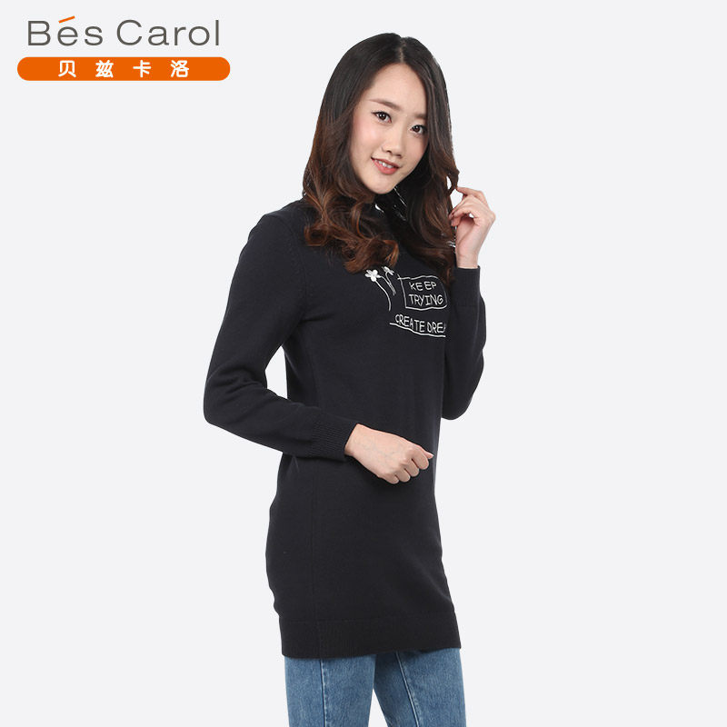 bescarol贝兹卡洛女装半高高领长款显瘦针织衫631524时尚毛针织衫