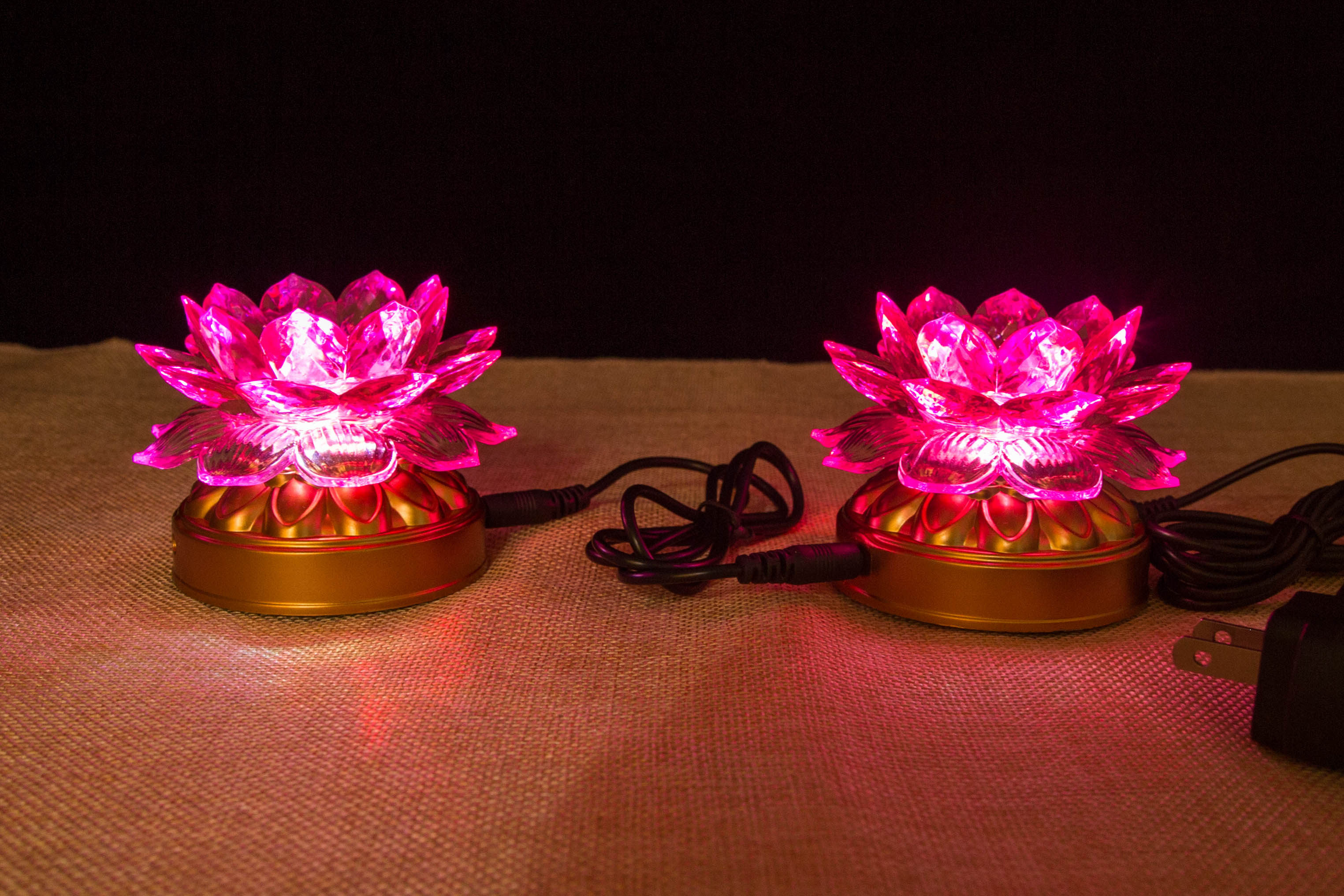 花灯电池电源二用led莲花佛供灯佛一对长明灯荷花灯